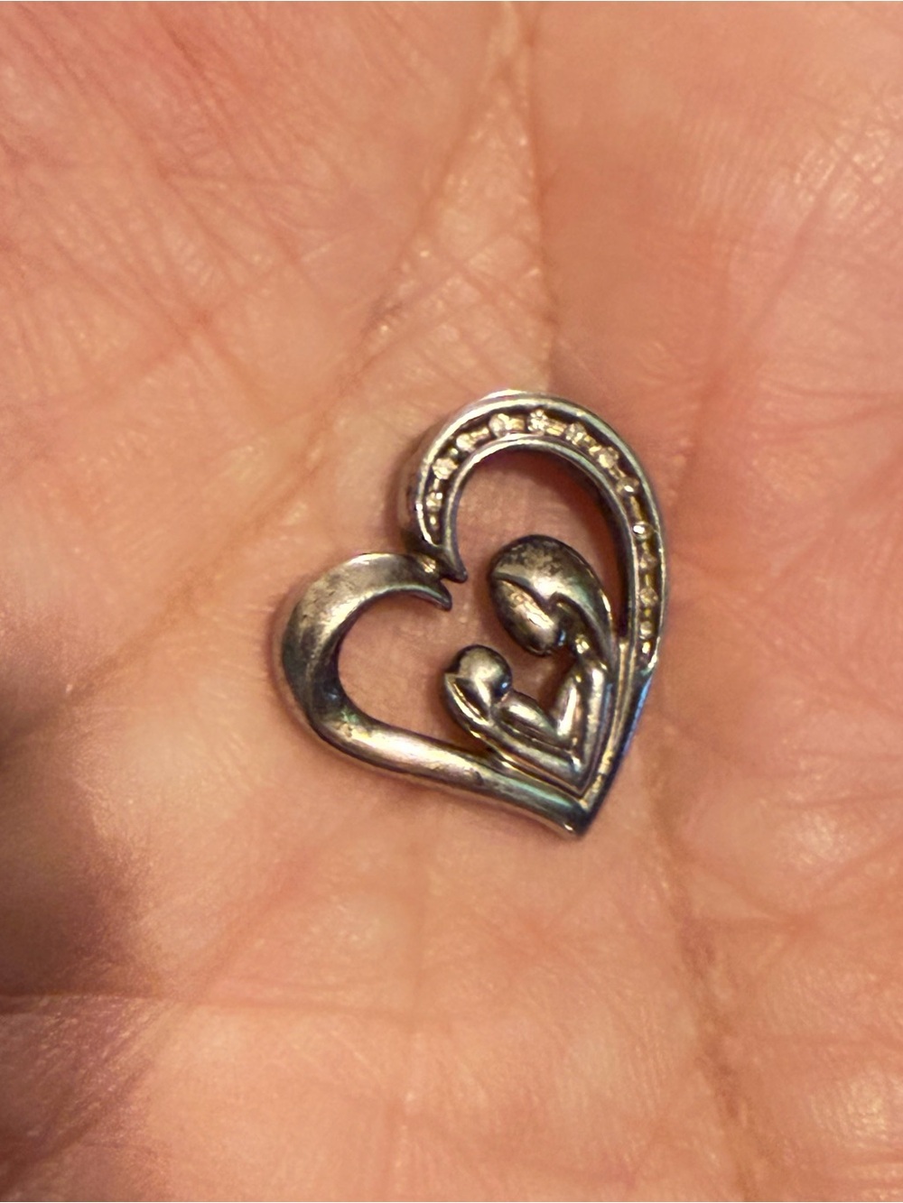 Helzberg Diamonds HDS Sterling Silver 925 Mother & Child Open Heart Pendant